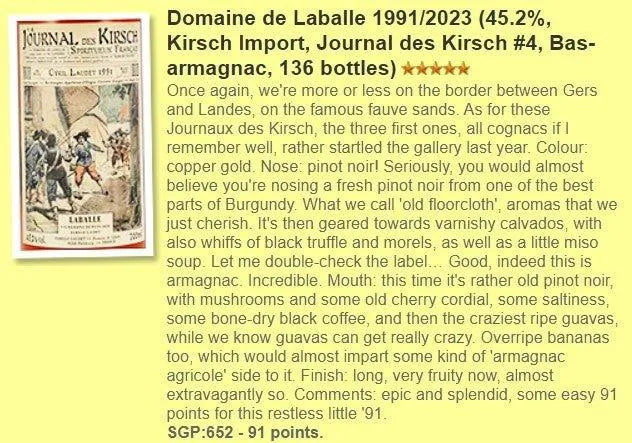 Domaine de Laballe - ~32YO, 1991/2023, Journal Des Kirsch #4, 45.2% (WF91) - Armagnac