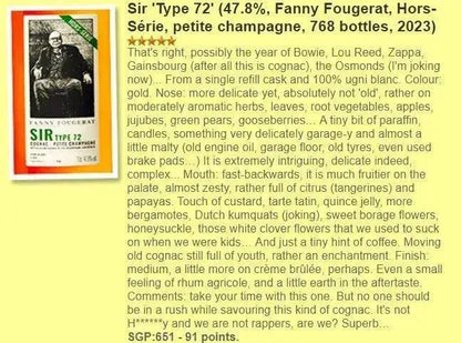 Fanny Fougerat - 50YO, SIR Type 72, 1972/2023, Petite Champagne, 47.8% (WF 91) - Cognac