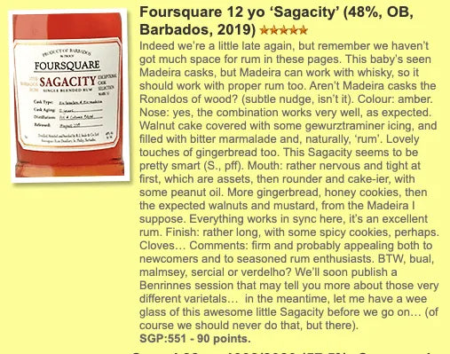 Foursquare - 12YO, 2019, Sagacity, Mark XI, 48% (WF 90) - Rum