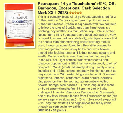 Foursquare - 14YO, 2008, Touchstone, Mark XXII, 61% (WF91) - Rum