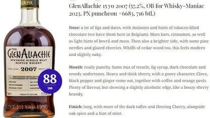 GlenAllachie - 15YO, 2007/2023, #6683, 57.2% (WN88) - Scotch Whisky