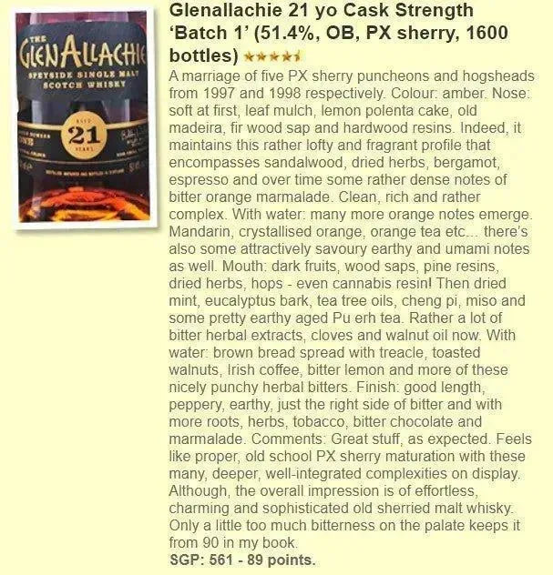 GlenAllachie - 21YO, 2020, Batch 1, 51.4% (WF89) (分現金/信用卡價) - Scotch Whisky