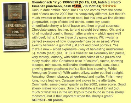 Glendronach - 17YO, 1996/2013, #1490, Batch 8, 53.1% (WF90) - Scotch Whisky