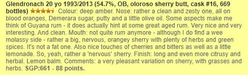 Glendronach - 20YO, 1993/2013, #16, Oloroso Sherry Butt, 54.7% (WF88) (分現金/信用卡價) - Scotch Whisky