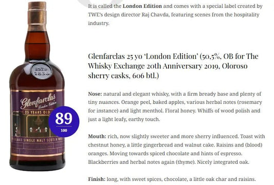 Glenfarclas - 25YO, 2019, London Edition TWE Exclusive, 50.5% (WF90/WN89) (分現金/信用卡價) - Scotch Whisky