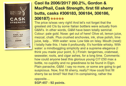 Gordon & MacPhail Caol Ila, 2006/2017, 306183+4, 306186+7, 1st Fill Sherry Butt, 60.2% (WF92) - 蘇格蘭威士忌