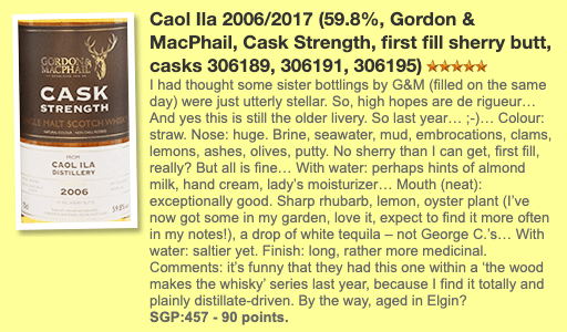 Gordon & MacPhail Caol Ila 2006/2017, 306189, 306191 & 306195, 1st Fill Sherry Butt, 59.8% (WF90) - 蘇格蘭威士忌