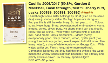 Gordon & MacPhail Caol Ila 2006/2017, 306189, 306191 & 306195, 1st Fill Sherry Butt, 59.8% (WF90) - 蘇格蘭威士忌