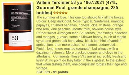 Gourmet Pool Vallein Tercinier - 53YO, 1967/2020, Grande Champagne, 47% (WF91) (分現金/信用卡價) - Cognac