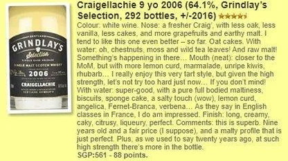 Grindlay's Craigellachie - 9YO, 2006, 64.1% (WF88) - Scotch Whisky