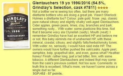 Grindlay's Glentauchers - 19YO, 1996/2016, 54.5% (WF87) - Scotch Whisky