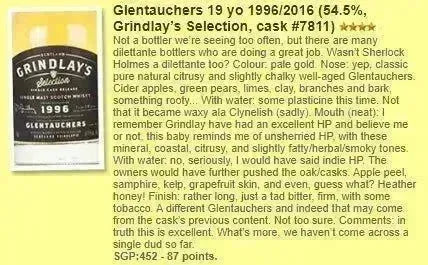 Grindlay's Glentauchers - 19YO, 1996/2016, 54.5% (WF87) - Scotch Whisky