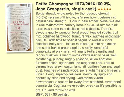 Grosperrin - ~43YO, Petite Champagne, 1973/2016, 60.3% (WF90) - Cognac