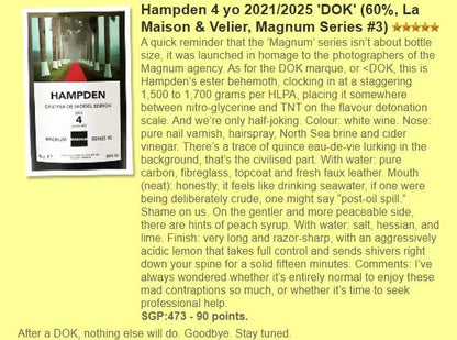 Hampden DOK - 4YO, Molasses Rum, HGML Magnum Series#3, 60.0% (WF90) - Rum