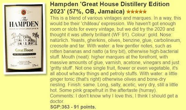 Hampden - Great House 2023 version, 57% (WF91) - Rum