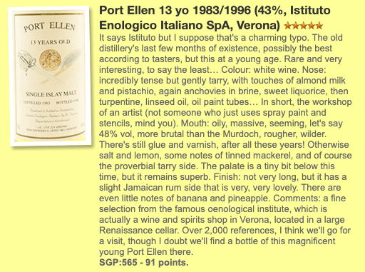 Istituto Enologico Italiano Spa Port Ellen 13YO, 1983/1996, 43% (WF91) (分現金/信用卡價) - 蘇格蘭威士忌