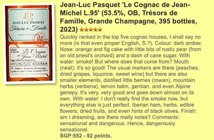 Jean-Luc Pasquet - ~28YO, 1995/2023, Le Cognac de Jean-Michel, 53.5% (WF92) - Cognac