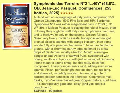 Jean-Luc Pasquet - 40YO, Symphonie des Terrioirs No.2, Lot40Y, 2025, 48.8% (WF90) - Cognac