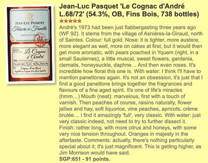 Jean-Luc Pasquet - ~50-54YO, 1968-72/2022, Le Cognac d'André, Lot68/72, 54.3% (WF WN91) - Cognac