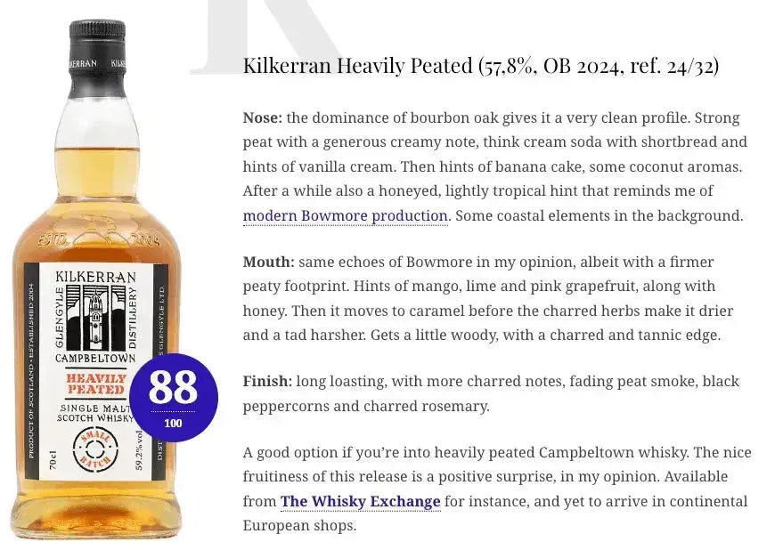 Kilkerran - Heavily Peated Batch 10, 2024, 57.8% (WN88) - Scotch Whisky