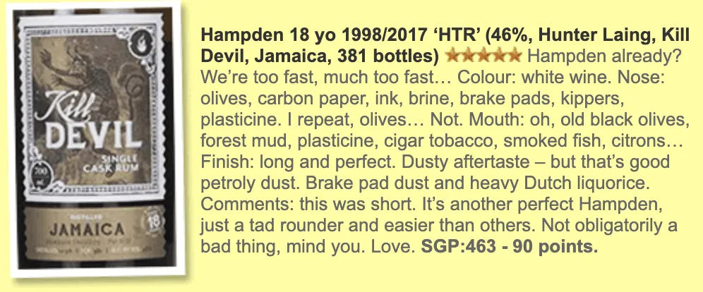 Kill Devil Hampden - 18YO, 46% (WF90) - Rum