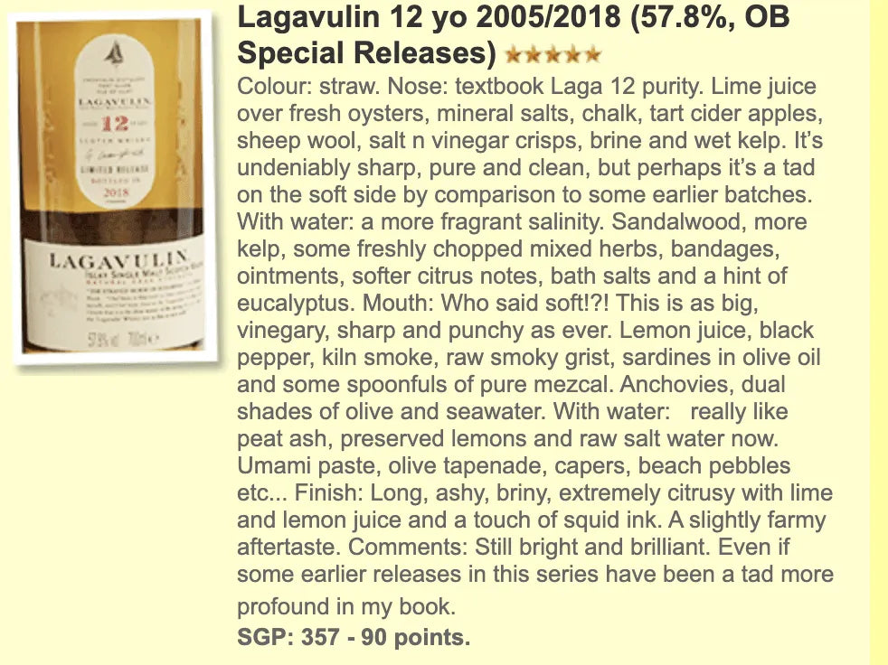 Lagavulin - 12YO Cask Strength 2018 version, 57.8% (WF90) - Scotch Whisky