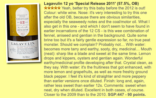 Lagavulin 12YO, Diageo Special Releases 2011, 57.5% (WF90) (分現金/信用卡價) - 蘇格蘭威士忌