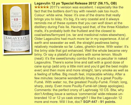 Lagavulin - 12YO, Diageo Special Releases 2012, 56.1% (WF91) (分現金/信用卡價) - Scotch Whisky