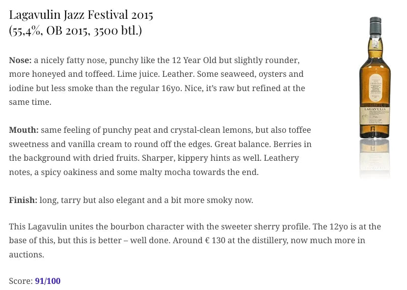 Lagavulin - Jazz Festival 2015, 55.4% (WF, WN91) - Scotch Whisky