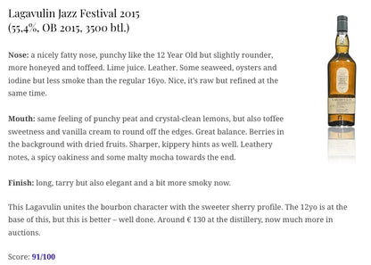 Lagavulin - Jazz Festival 2015, 55.4% (WF, WN91) - Scotch Whisky