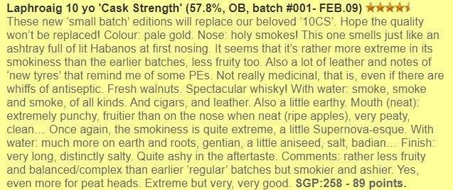 Laphroaig - 10YO, 2009, CS Batch #001, 57.8% (WF89) (分現金/信用卡價) - Scotch Whisky