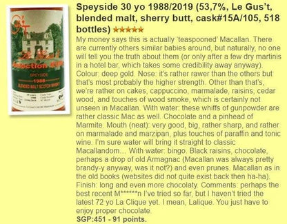 Le Gus't Speyside (Macallan) - 30YO, 1988/2019, #15A/105, 53.7% (WF91) - Scotch Whisky