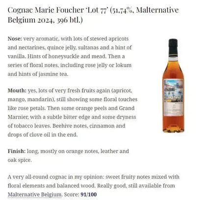 Malternative Belgium Marie Foucher - ~47YO, 1977/2024, Lot77, #30 La Decouverte, 51.74% (WN91) - Cognac