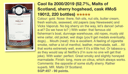 Malts of Scotland Caol Ila, 2000/2019, MoS19012, 52.7% (WF90) (分現金/信用卡價) - 蘇格蘭威士忌