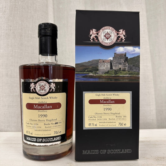 Malts of Scotland Macallan ~21YO, 1990/2011, 1134, Oloroso Sherry Hogshead, 49.1% (WF87) (分現金/信用卡價) - 蘇格蘭威士忌