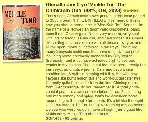 Meikle Toir (GlenAllachie) - 5YO, Chinquapin One, Peated, 48% (WF89) - Scotch Whisky