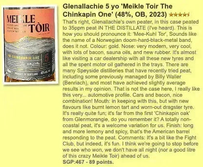 Meikle Toir (GlenAllachie) - 5YO, Chinquapin One, Peated, 48% (WF89) - Scotch Whisky
