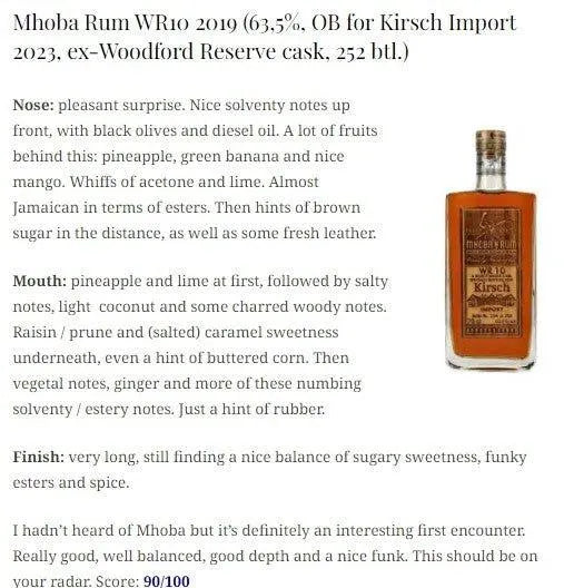 Mhoba - ~4YO, 2019/2023, #WR10, For Kirsch, 63.5% (WN90) - Rum