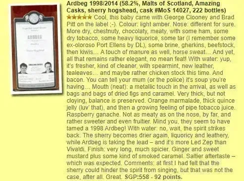 MoS Ardbeg - ~16YO, 1998/2014, #MoS 14027, Sherry Hogshead, 58.2% (WF92) (分現金/信用卡價) - Scotch Whisky