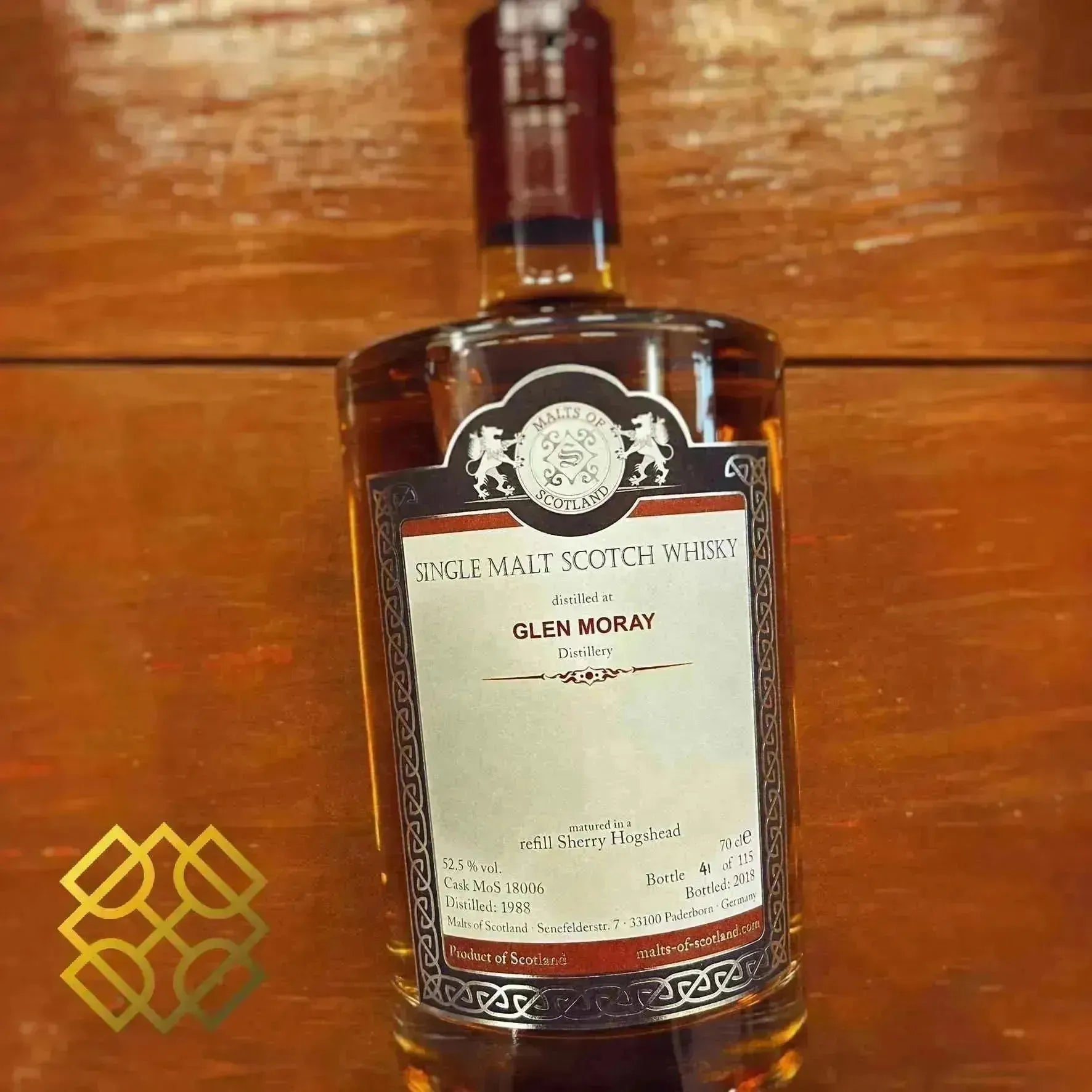 MoS Glen Moray - ~29YO, 1988/2018, #MoS 18006, Refill Sherry Hogshead, 52.5% (WB87.29) (分現金/信用卡價) - Scotch Whisky