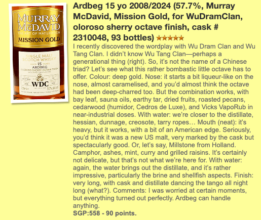 Murray McDavid Ardbeg 15YO, 2008/2024, 2310048, for WDC, 57.7% (WF90) (分現金/信用卡價) - 蘇格蘭威士忌
