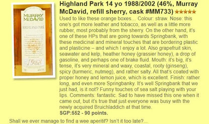 Murray McDavid Highland Park - 14YO, 1988/2002, #MM733, 46% (WF90) (分現金/信用卡價) - Scotch Whisky