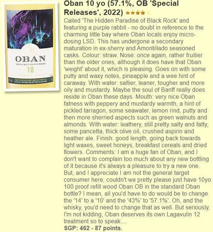 Oban - 10YO, Special Release 2022, 57.1% (WF87) - Scotch Whisky