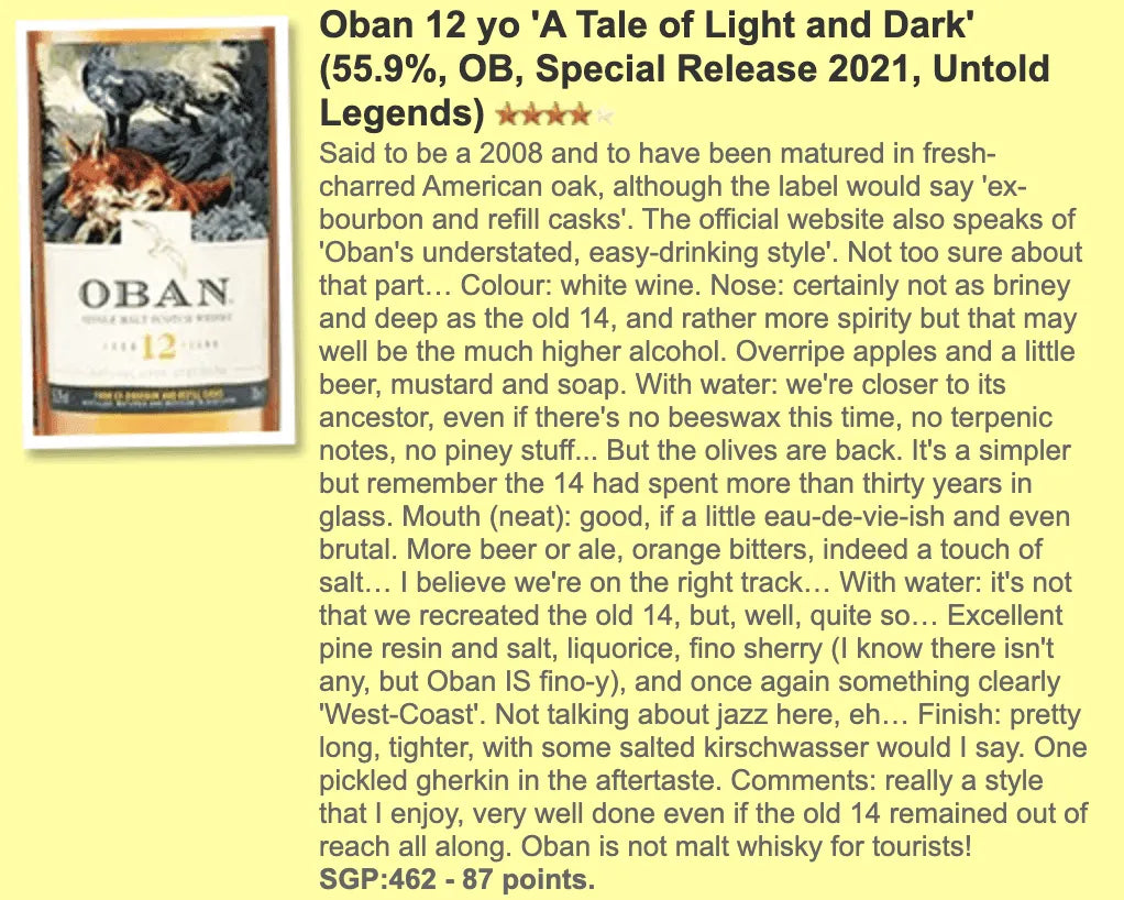 Oban - 12YO, Special Releases 2021, 56.2% (WF87) - Scotch Whisky