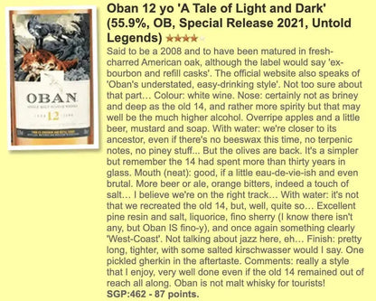 Oban - 12YO, Special Releases 2021, 56.2% (WF87) - Scotch Whisky