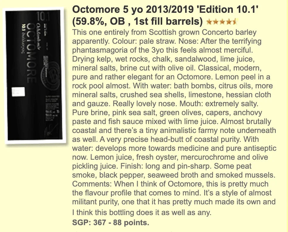 Octomore - 10.1 Islay Barley, 59.8%, 107ppm (WF88) - Scotch Whisky