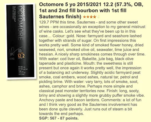 Octomore - 12.2, 5YO, 129.7ppm, 57.3% (WF87) - Scotch Whisky