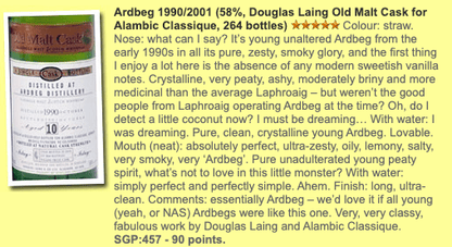 Old Malt Cask Ardbeg - 10YO, 1990/2001, for Alambic Classique, 58% (WF90) (分現金/信用卡價) - 蘇格蘭威士忌