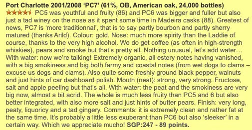 Port Charlotte - 7YO, 2001/2008, PC7, 61% (WF89) - Scotch Whisky