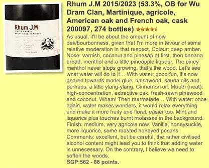 Rhum J.M - 7YO, 2015/2023, #200097, for WDC, 53.3% (WF88) - Rum